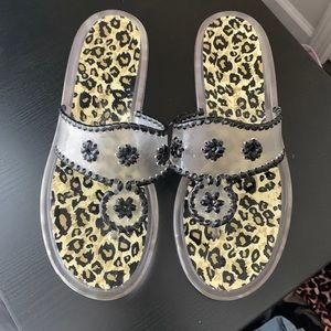 Jack Rogers Black and Gold Sandals